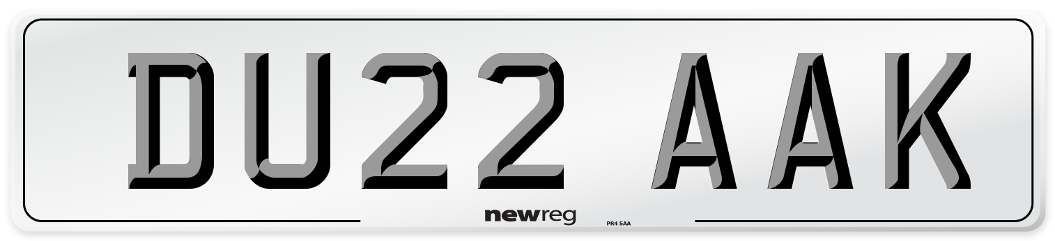 DU22 AAK Number Plate from New Reg